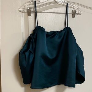 Cold shoulder green blouse